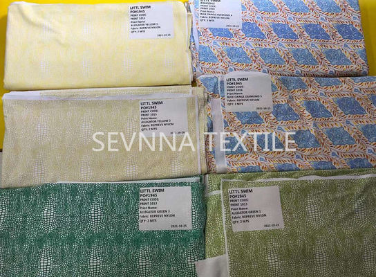 Kain Pakaian Renang Daur Ulang Tahan Pil Untuk Warna Lab Dips Digital Printed Strike Offs