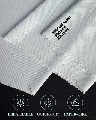 68% Nylon RB COLD 3% Nylon 29% Lycra Detail Bahan Dalam Kain Lycra Daur Ulang Untuk Pakaian yang awet Dan Nyaman