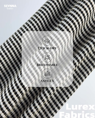 82% Nylon Daur Ulang 5% Lurex 13% Spandex Swim Textured Fabrics Alternatif dengan ketahanan klorin yang tinggi