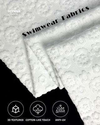 Kain renang bertekstur 95% Polyester Daur Ulang Tahan Klorin Tinggi