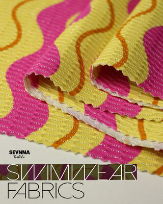 Kain Baju Renang Daur Ulang yang ramah lingkungan dengan 78% Nylon Daur Ulang 5% Perak Metallik dan 17% Spandex