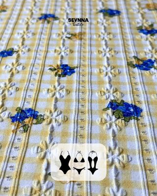 Kain renang bertekstur tahan klorin tinggi dengan 92% nilon daur ulang + 8% spandek dan berat 215gm untuk pakaian renang tahan lama
