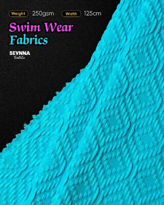 UPF 50+ Textured Swim Fabric with High Chlorine Resistance and 93% Recycled Nylon for Durable Swimwear