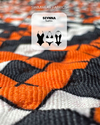 Kain renang bertekstur dengan ketahanan warna tinggi dengan perlindungan matahari UPF 50+ dan 95% nilon daur ulang