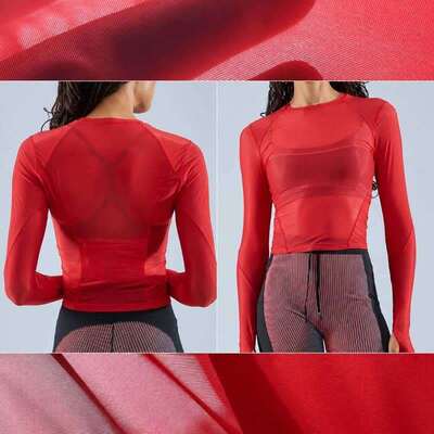 75GSM UPF 30+ Ultra Lightweight PA LYCRA SPORT Stretch Fabric untuk Running Tops SP7915