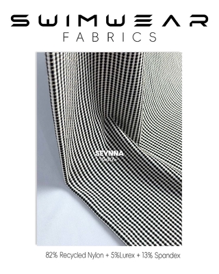 82% Nylon Daur Ulang 5% Lurex 13% Spandex Swim Textured Fabrics Alternatif dengan ketahanan klorin yang tinggi