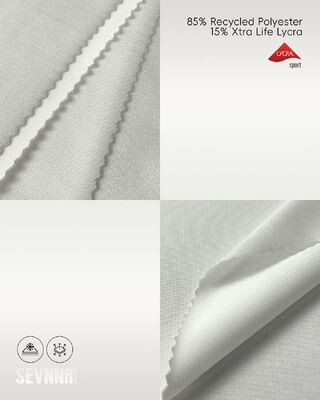 Kain Lycra Stretch dengan 85% Polyester Daur Ulang, Perlindungan UV, dan Wicking Kelembaban untuk Pakaian Aktif dan Pakaian Renang